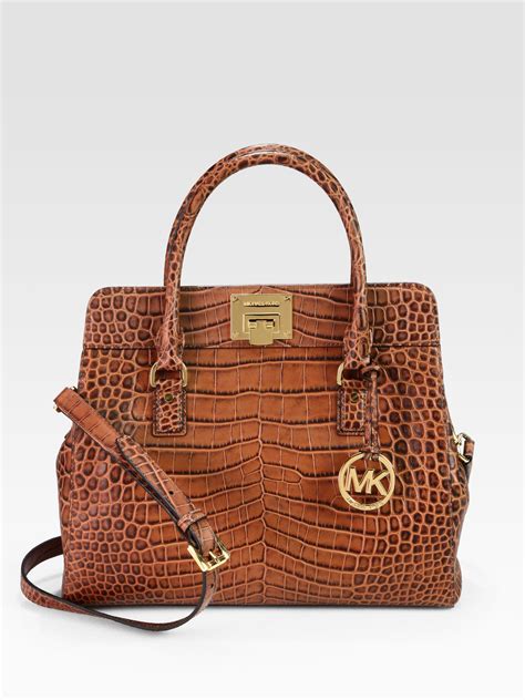 michael kors crocodile-embossed handbag|michael kors crocodile chain link.